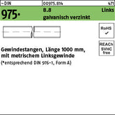 DIN 975 8.8 -LH galvanisch verzinkt - Gewindestangen - Länge 1,00 m