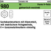 DIN 980 10 V galvanisch verzinkt - Sechskantmuttern [080]