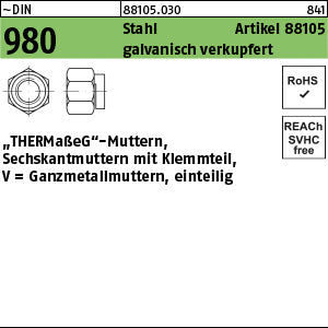 Thermag-Muttern Stahl SW 12 galvanisch verkupfert - Sechskant.Thermag-Muttern