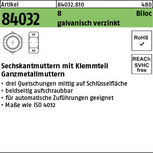 Biloc-Muttern Klasse 8 galvanisch verzinkt - Biloc-Muttern