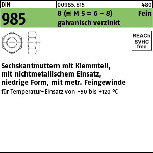 DIN 985 8 galvanisch verzinkt - Sechskantmuttern [050]