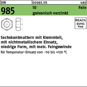DIN 985 10 galvanisch verzinkt - Sechskantmuttern [050]