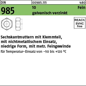 DIN 985 10 galvanisch verzinkt - Sechskantmuttern [050]