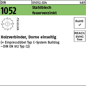 DIN 1052 Holzverb. Blechdorne Typ C, feuerverzinkt, eins., 48 f.M 12 ÜH feuerverzinkt - Holzverbinder
