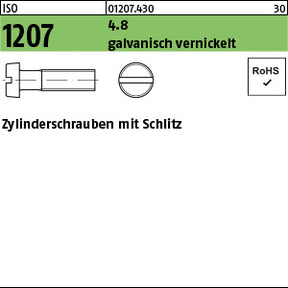 ISO 1207 4.8 galvanisch vernickelt - Zylinderschrauben