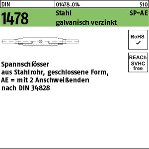 DIN 1478 Stahl SP AE galvanisch verzinkt - Spannschlösser