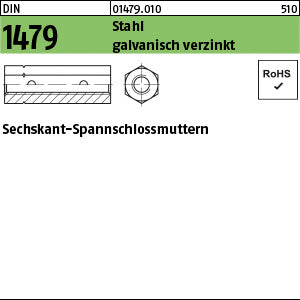 DIN 1479 Stahl SP galvanisch verzinkt - Spannschloßmuttern