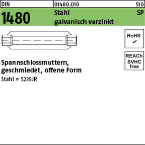 DIN 1480 Spannschlossmutter – geschmiedet, offen, Stahl verzinkt