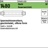 DIN 1480 Stahl SP / 125 feuerverzinkt, Gewindetoleranz 6H feuerverzinkt - Spannschlossmuttern