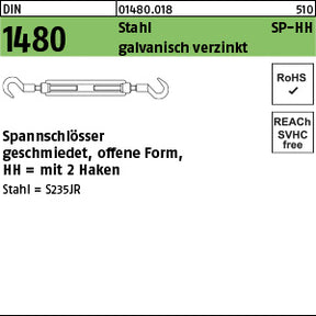 DIN 1480 Spannschloss Haken-Haken (HH) – Stahl verzinkt