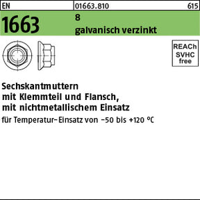 EN 1663 Kl.8 galvanisch verzinkt - Sechskantmuttern mit Flansch