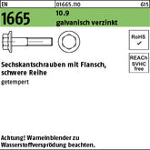 EN 1665 10.9 galvanisch verzinkt A2F, getempert - Sechskantschrauben