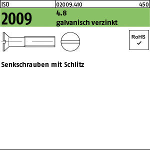 ISO 2009 4.8 galvanisch verzinkt - Senkschrauben mit Schlitz