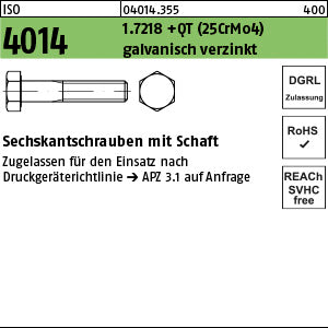 ISO 4014 1.7218 +QT galvanisch verzinkt DGRL - Sechskantschrauben
