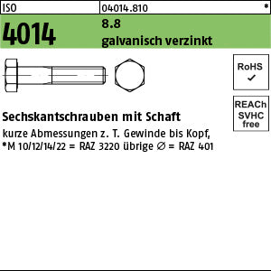 ISO 4014 8.8 galvanisch verzinkt - Sechskantschrauben