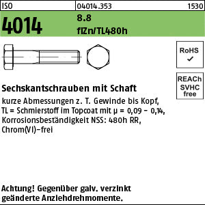 ISO 4014 8.8 Zinklamelle - Sechskantschraube