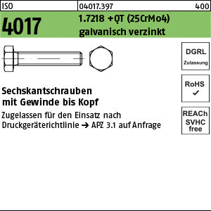 ISO 4017 1.7218 +QT galvanisch verzinkt DGRL - Sechskantschrauben