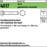 ISO 4017 10.9 galvanisch verzinkt A2F, getempert - Sechskantschrauben