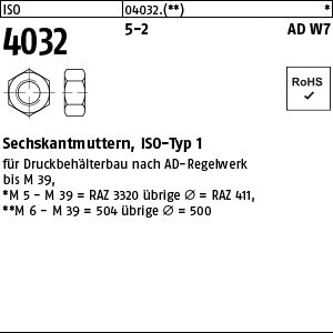 ISO 4032 5-2 - Sechskantmuttern