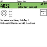 ISO 4032 5-2 galvanisch verzinkt, AD-W7/1 - Sechskantmuttern