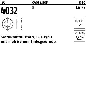 ISO 4032 8 -LH - Sechskantmuttern