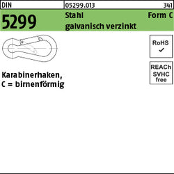 DIN 5299 Stahl FW-Kar.haken C galvanisch verzinkt - Feuerwehrkarabinerhak.