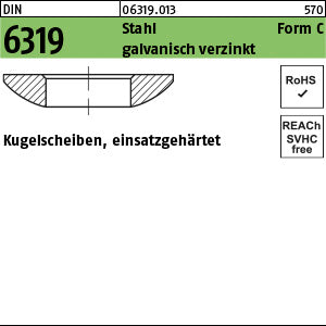 DIN 6319 Stahl einsatzgehärtet C 13 galvanisch verzinkt A2E galvanisch verzinkt - Kugelscheiben