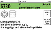 DIN 6330 10 BM 6 SW 10 galvanisch verzinkt, gestempelt galvanisch verzinkt - Sechskantmuttern