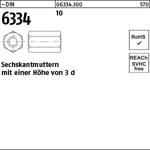 DIN 6334 10 SW 10 - Sechskantmuttern