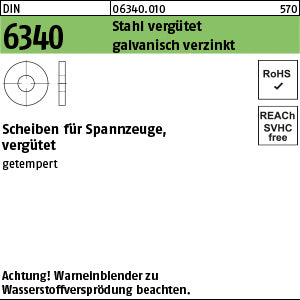 DIN 6340 Stahl galvanisch verzinkt, vergütet, getempert - Scheiben