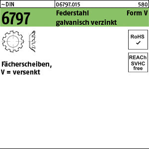 DIN 6797 Federstahl V 3, 2 galvanisch verzinkt - Zahnscheiben