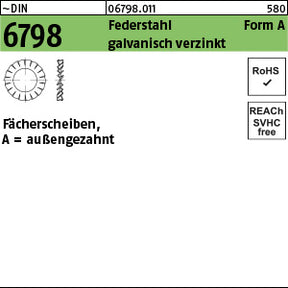 DIN 6798 Federstahl A 2, 2 galvanisch verzinkt - Fächerscheiben