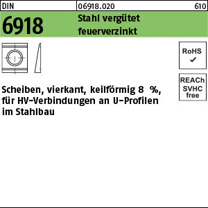 DIN 6918 C 45 / ÜH 13 feuerverzinkt, Neigung 8 % feuerverzinkt - Scheiben