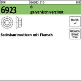 DIN 6923 8 galvanisch verzinkt - Sechskantmuttern