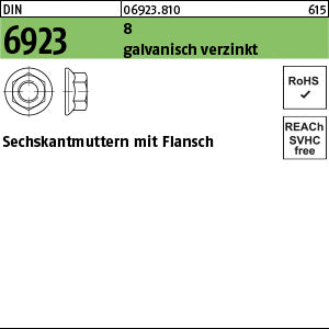 DIN 6923 8 galvanisch verzinkt - Sechskantmuttern