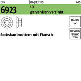 DIN 6923 10 galvanisch verzinkt - Sechskantmuttern