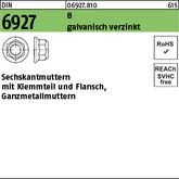DIN 6927 8 galvanisch verzinkt - Sechskantmuttern m.Flansch
