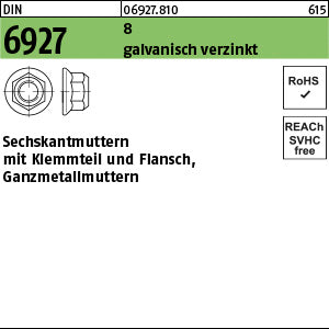DIN 6927 8 galvanisch verzinkt - Sechskantmuttern m.Flansch
