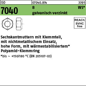 ISO 7040 8 galvanisch verzinkt, mit braunem Ring - Sechskantmuttern