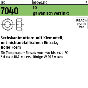 ISO 7040 10 galvanisch verzinkt - Sechskantmuttern