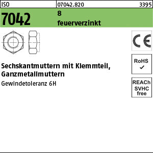 ISO 7042 8 feuerverzinkt Gewindetoleranz 6H feuerverzinkt - Sechskantmuttern