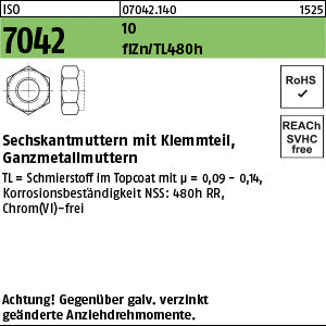 ISO 7042 10 Zinklamelle - Sechskantmuttern