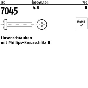 ISO 7045 4.8 Phillips/Kreuzschlitz - Flachkopfschrauben