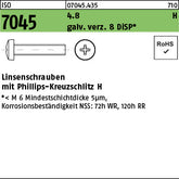 ISO 7045 4.8 Phillips/Kreuzschlitz galvanisch verzinkt 8 DiSP (Dickschichtpass.) gal Zink-Dispersion - Flachkopfschrauben