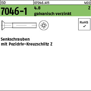 ISO 7046 -1 4.8 Pozidriv/Kreuzschlitz galvanisch verzinkt - Senkschrauben