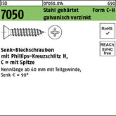 ISO 7050 Stahl Form C Phillips/Kreuzschlitz galvanisch verzinkt passiviert - Blechschrauben