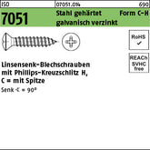 ISO 7051 Stahl Form C Phillips/Kreuzschlitz galvanisch verzinkt passiviert - Blechschrauben