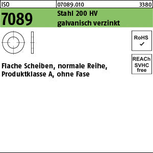 ISO 7089 Stahl 2 ( x 0, 3) 200 HV, galvanisch verzinkt - Scheiben