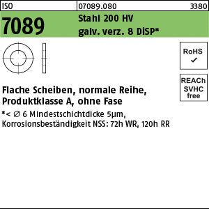 ISO 7089 Stahl 5 ( x 1 ) 200 HV, galvanisch verzinkt DiSP gal Zink-Dispersion - Scheiben