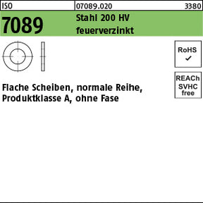 ISO 7089 Stahl 6 ( x 1, 6) 200 HV, feuerverzinkt - Scheiben